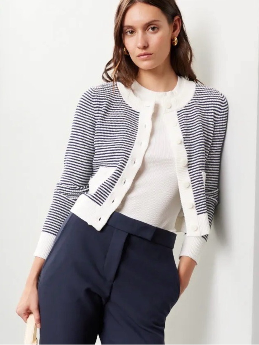 Sandro Penny Sweater in Ecru/Blue